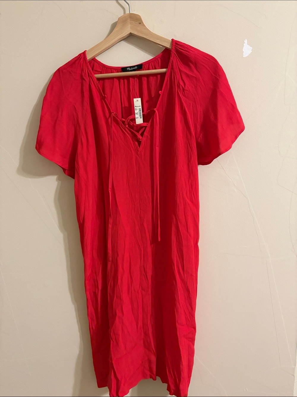 Madewell Red Lace-Up V-Neck Tunic
